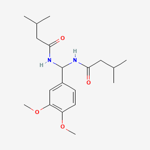 molecular formula C19H30N2O4 B2815184 N-[(3,4-dimethoxyphenyl)(3-methylbutanamido)methyl]-3-methylbutanamide CAS No. 303061-78-1