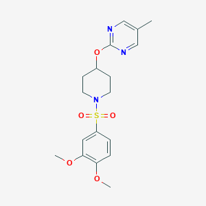 molecular formula C18H23N3O5S B2815188 2-[1-(3,4-Dimethoxyphenyl)sulfonylpiperidin-4-yl]oxy-5-methylpyrimidine CAS No. 2380085-66-3