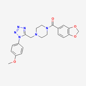 molecular formula C21H22N6O4 B2815207 benzo[d][1,3]dioxol-5-yl(4-((1-(4-methoxyphenyl)-1H-tetrazol-5-yl)methyl)piperazin-1-yl)methanone CAS No. 1040678-25-8