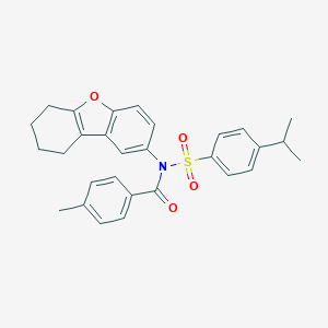 molecular formula C29H29NO4S B281522 4-isopropyl-N-(4-methylbenzoyl)-N-(6,7,8,9-tetrahydrodibenzo[b,d]furan-2-yl)benzenesulfonamide 