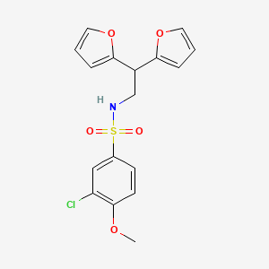 molecular formula C17H16ClNO5S B2815221 3-chloro-N-(2,2-di(furan-2-yl)ethyl)-4-methoxybenzenesulfonamide CAS No. 2319874-12-7
