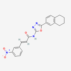 molecular formula C21H18N4O4 B2815277 (E)-3-(3-nitrophenyl)-N-(5-(5,6,7,8-tetrahydronaphthalen-2-yl)-1,3,4-oxadiazol-2-yl)acrylamide CAS No. 851095-79-9