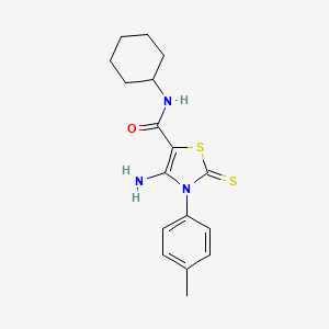 4-amino-N-cyclohexyl-3-(4-methylphenyl)-2-sulfanylidene-2,3-dihydro-1,3-thiazole-5-carboxamide