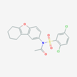 molecular formula C20H17Cl2NO4S B281530 N-[(2,5-dichlorophenyl)sulfonyl]-N-6,7,8,9-tetrahydrodibenzo[b,d]furan-2-ylacetamide 