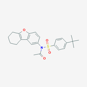 molecular formula C24H27NO4S B281532 N-[(4-tert-butylphenyl)sulfonyl]-N-6,7,8,9-tetrahydrodibenzo[b,d]furan-2-ylacetamide 