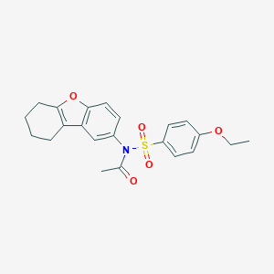molecular formula C22H23NO5S B281533 N-[(4-ethoxyphenyl)sulfonyl]-N-6,7,8,9-tetrahydrodibenzo[b,d]furan-2-ylacetamide 