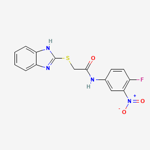 molecular formula C15H11FN4O3S B2815336 2-(1H-benzimidazol-2-ylthio)-N-(4-fluoro-3-nitrophenyl)acetamide CAS No. 299198-79-1