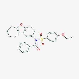 molecular formula C27H25NO5S B281534 N-[(4-ethoxyphenyl)sulfonyl]-N-6,7,8,9-tetrahydrodibenzo[b,d]furan-2-ylbenzamide 