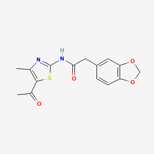 molecular formula C15H14N2O4S B2815340 N-(5-acetyl-4-methylthiazol-2-yl)-2-(benzo[d][1,3]dioxol-5-yl)acetamide CAS No. 922065-72-3