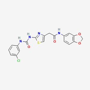 molecular formula C19H15ClN4O4S B2815348 N-(benzo[d][1,3]dioxol-5-yl)-2-(2-(3-(3-chlorophenyl)ureido)thiazol-4-yl)acetamide CAS No. 897621-40-8