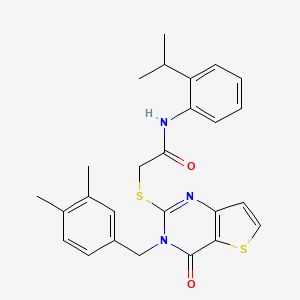 2-{[3-(3,4-dimethylbenzyl)-4-oxo-3,4-dihydrothieno[3,2-d]pyrimidin-2-yl]sulfanyl}-N-[2-(propan-2-yl)phenyl]acetamide