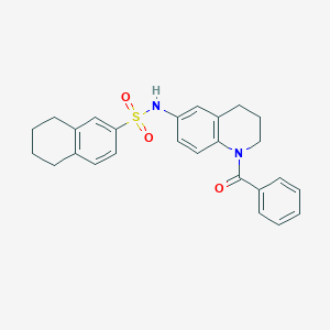 molecular formula C26H26N2O3S B2815372 N-(1-benzoyl-1,2,3,4-tetrahydroquinolin-6-yl)-5,6,7,8-tetrahydronaphthalene-2-sulfonamide CAS No. 1208661-80-6