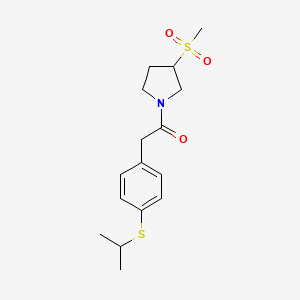 molecular formula C16H23NO3S2 B2815375 2-(4-(Isopropylthio)phenyl)-1-(3-(methylsulfonyl)pyrrolidin-1-yl)ethanone CAS No. 1705145-59-0