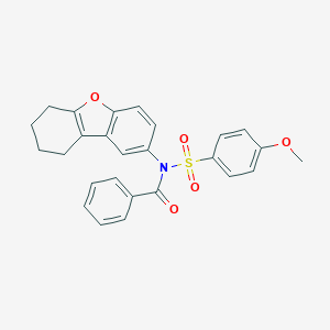 molecular formula C26H23NO5S B281538 N-[(4-methoxyphenyl)sulfonyl]-N-6,7,8,9-tetrahydrodibenzo[b,d]furan-2-ylbenzamide 