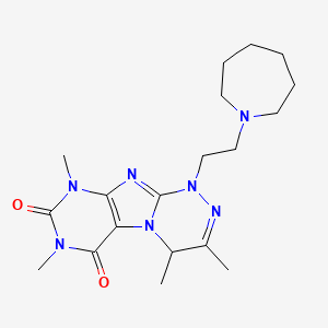 molecular formula C19H29N7O2 B2815392 1-(2-azaperhydroepinylethyl)-3,4,7,9-tetramethyl-5,7,9-trihydro-4H-1,2,4-triaz ino[4,3-h]purine-6,8-dione CAS No. 923674-55-9