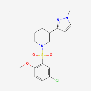 molecular formula C16H20ClN3O3S B2815400 1-((5-chloro-2-methoxyphenyl)sulfonyl)-3-(1-methyl-1H-pyrazol-3-yl)piperidine CAS No. 2034288-72-5