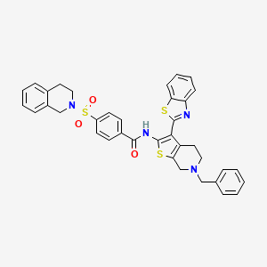 molecular formula C37H32N4O3S3 B2815404 N-(3-(benzo[d]thiazol-2-yl)-6-benzyl-4,5,6,7-tetrahydrothieno[2,3-c]pyridin-2-yl)-4-((3,4-dihydroisoquinolin-2(1H)-yl)sulfonyl)benzamide CAS No. 681435-77-8