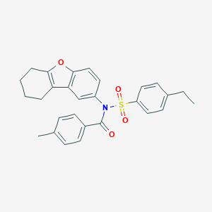molecular formula C28H27NO4S B281541 N-[(4-ethylphenyl)sulfonyl]-4-methyl-N-6,7,8,9-tetrahydrodibenzo[b,d]furan-2-ylbenzamide 