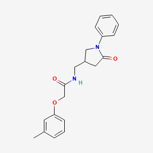 molecular formula C20H22N2O3 B2815414 N-((5-oxo-1-phenylpyrrolidin-3-yl)methyl)-2-(m-tolyloxy)acetamide CAS No. 955219-62-2