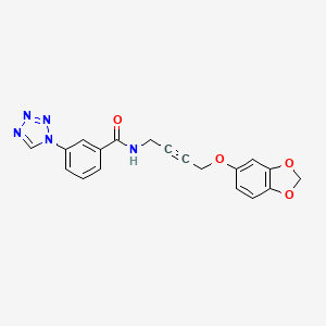 molecular formula C19H15N5O4 B2815415 N-(4-(benzo[d][1,3]dioxol-5-yloxy)but-2-yn-1-yl)-3-(1H-tetrazol-1-yl)benzamide CAS No. 1448028-87-2