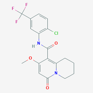 N-[2-chloro-5-(trifluoromethyl)phenyl]-8-methoxy-6-oxo-1,3,4,6-tetrahydro-2H-quinolizine-9-carboxamide