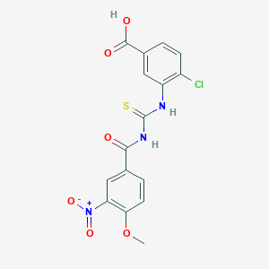 molecular formula C16H12ClN3O6S B2815426 4-Chloro-3-[(4-methoxy-3-nitrobenzoyl)carbamothioylamino]benzoic acid CAS No. 532417-18-8
