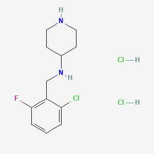 molecular formula C12H18Cl3FN2 B2815430 N-(2-氯-6-氟苯甲基)哌啶-4-胺二盐酸盐 CAS No. 1349717-85-6