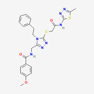 4-methoxy-N-((5-((2-((5-methyl-1,3,4-thiadiazol-2-yl)amino)-2-oxoethyl)thio)-4-phenethyl-4H-1,2,4-triazol-3-yl)methyl)benzamide