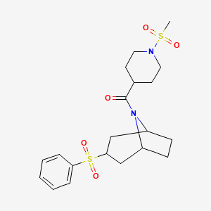 (1-(methylsulfonyl)piperidin-4-yl)((1R,5S)-3-(phenylsulfonyl)-8-azabicyclo[3.2.1]octan-8-yl)methanone