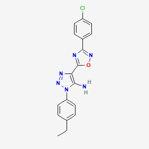 molecular formula C18H15ClN6O B2815458 4-[3-(4-chlorophenyl)-1,2,4-oxadiazol-5-yl]-1-(4-ethylphenyl)-1H-1,2,3-triazol-5-amine CAS No. 892778-50-6