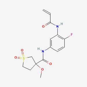 molecular formula C15H17FN2O5S B2815459 N-[4-Fluoro-3-(prop-2-enoylamino)phenyl]-3-methoxy-1,1-dioxothiolane-3-carboxamide CAS No. 2361897-00-7