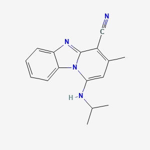molecular formula C16H16N4 B2815462 3-Methyl-1-(propan-2-ylamino)pyrido[1,2-a]benzimidazole-4-carbonitrile CAS No. 797771-21-2