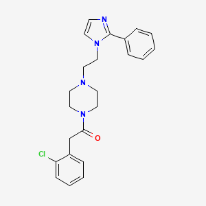 molecular formula C23H25ClN4O B2815480 2-(2-chlorophenyl)-1-(4-(2-(2-phenyl-1H-imidazol-1-yl)ethyl)piperazin-1-yl)ethanone CAS No. 1396871-65-0