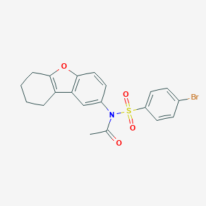 molecular formula C20H18BrNO4S B281549 N-[(4-bromophenyl)sulfonyl]-N-6,7,8,9-tetrahydrodibenzo[b,d]furan-2-ylacetamide 