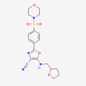 2-(4-(Morpholinosulfonyl)phenyl)-5-(((tetrahydrofuran-2-yl)methyl)amino)oxazole-4-carbonitrile