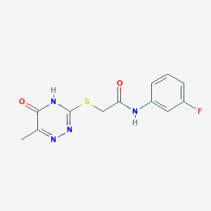 molecular formula C12H11FN4O2S B2815503 N-(3-fluorophenyl)-2-((6-methyl-5-oxo-4,5-dihydro-1,2,4-triazin-3-yl)thio)acetamide CAS No. 460726-59-4