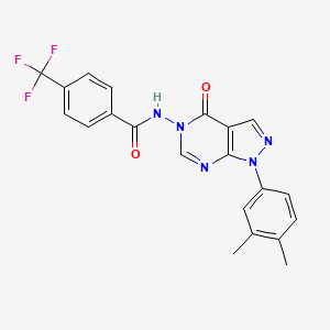 molecular formula C21H16F3N5O2 B2815504 N-(1-(3,4-dimethylphenyl)-4-oxo-1H-pyrazolo[3,4-d]pyrimidin-5(4H)-yl)-4-(trifluoromethyl)benzamide CAS No. 900008-99-3