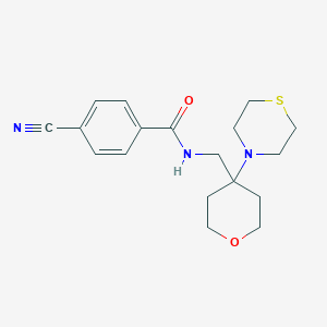 4-Cyano-N-[(4-thiomorpholin-4-yloxan-4-yl)methyl]benzamide