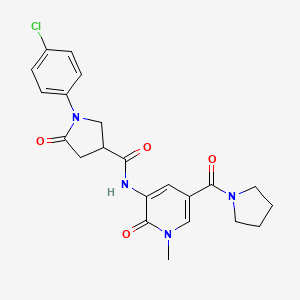 1-(4-chlorophenyl)-N-(1-methyl-2-oxo-5-(pyrrolidine-1-carbonyl)-1,2-dihydropyridin-3-yl)-5-oxopyrrolidine-3-carboxamide