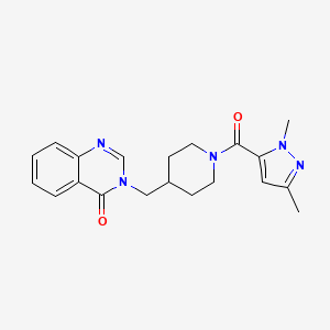 molecular formula C20H23N5O2 B2815523 3-[[1-(2,5-Dimethylpyrazole-3-carbonyl)piperidin-4-yl]methyl]quinazolin-4-one CAS No. 2380086-67-7