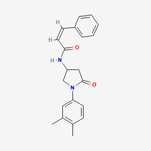 (Z)-N-(1-(3,4-dimethylphenyl)-5-oxopyrrolidin-3-yl)-3-phenylacrylamide