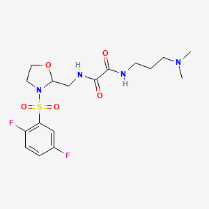 molecular formula C17H24F2N4O5S B2815545 N1-((3-((2,5-difluorophenyl)sulfonyl)oxazolidin-2-yl)methyl)-N2-(3-(dimethylamino)propyl)oxalamide CAS No. 868983-41-9