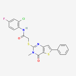 molecular formula C21H15ClFN3O2S2 B2815547 6-[5-(3,5-difluorophenyl)-1,2,4-oxadiazol-3-yl]-3-methyl-1,3-benzoxazol-2(3H)-one CAS No. 1105200-15-4