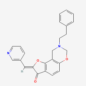 (Z)-8-phenethyl-2-(pyridin-3-ylmethylene)-8,9-dihydro-2H-benzofuro[7,6-e][1,3]oxazin-3(7H)-one
