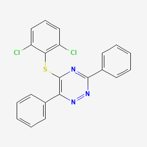 molecular formula C21H13Cl2N3S B2815553 5-[(2,6-Dichlorophenyl)sulfanyl]-3,6-diphenyl-1,2,4-triazine CAS No. 866051-57-2