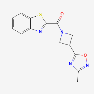 molecular formula C14H12N4O2S B2815583 Benzo[d]thiazol-2-yl(3-(3-methyl-1,2,4-oxadiazol-5-yl)azetidin-1-yl)methanone CAS No. 1286698-30-3