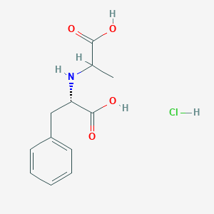 molecular formula C12H16ClNO4 B2815593 (2S)-2-(1-Carboxyethylamino)-3-phenylpropanoic acid;hydrochloride CAS No. 103954-24-1