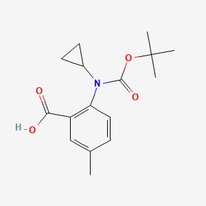 molecular formula C16H21NO4 B2815606 2-[Cyclopropyl-[(2-methylpropan-2-yl)oxycarbonyl]amino]-5-methylbenzoic acid CAS No. 2248383-76-6