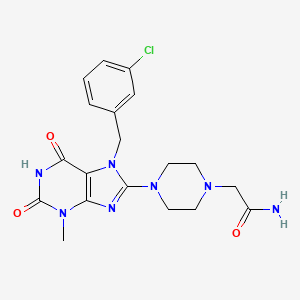 molecular formula C19H22ClN7O3 B2815633 2-(4-(7-(3-chlorobenzyl)-3-methyl-2,6-dioxo-2,3,6,7-tetrahydro-1H-purin-8-yl)piperazin-1-yl)acetamide CAS No. 902049-51-8