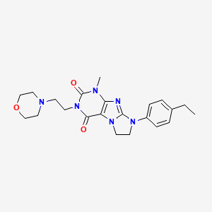 molecular formula C22H28N6O3 B2815634 6-(4-Ethylphenyl)-4-methyl-2-(2-morpholin-4-ylethyl)-7,8-dihydropurino[7,8-a]imidazole-1,3-dione CAS No. 893956-20-2